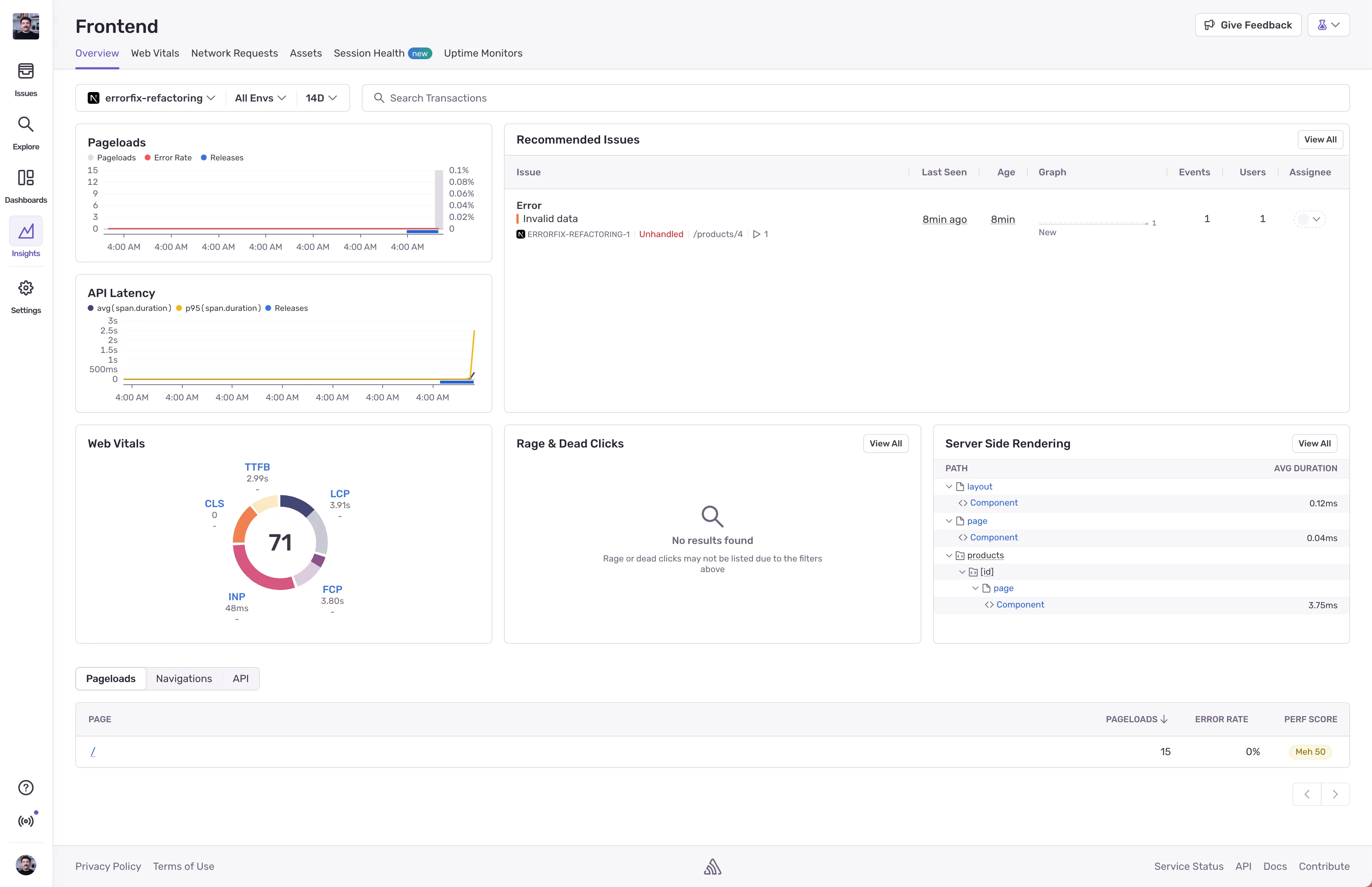 Next.js Insights Page